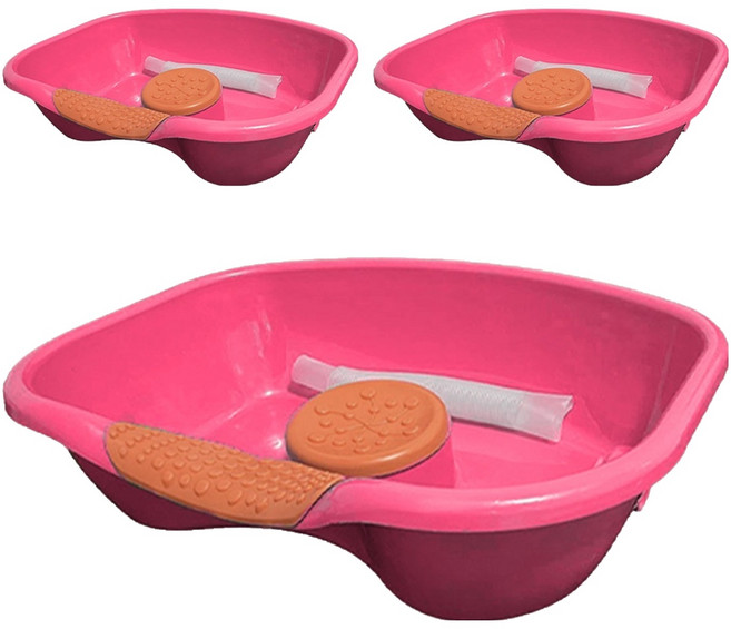 디어모모 노인 환자용 임산부 머리감기 샴푸 대야 세발기, 핑크오렌지, 3개