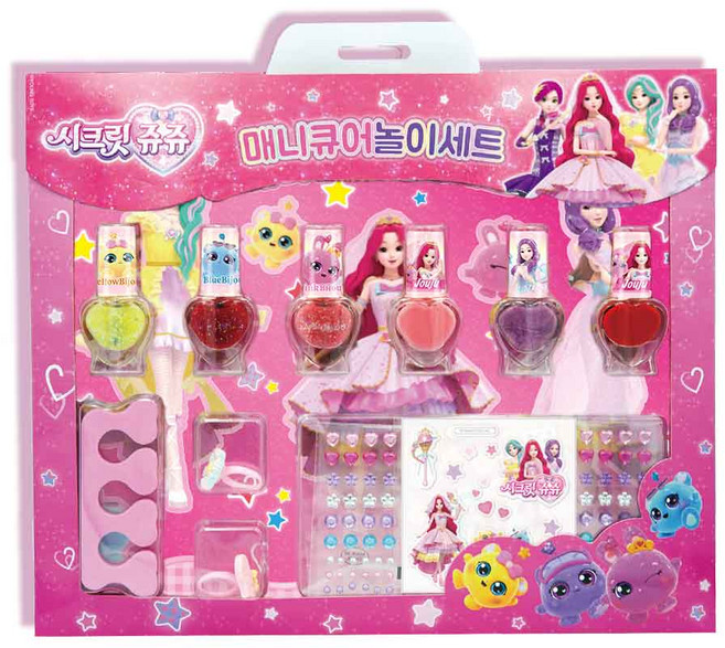 리틀블링 시크릿쥬쥬 별의보석 매니큐어 놀이 세트, 미니네일 6종 + 발가락 고정대 + 쥬얼리스티커 + 반지 2종 + 에폭시 스티커, 1세트
