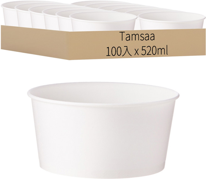 Tamsaa 無印刷紙容器 520ml, 100個, 1袋