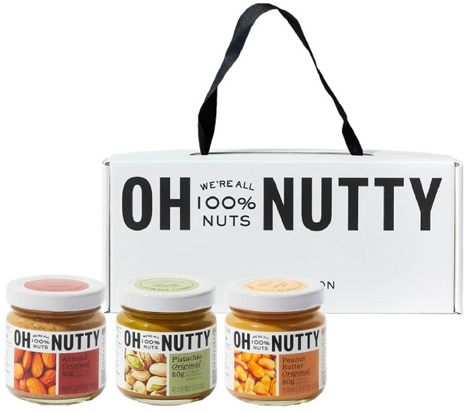 OH NUTTY 迷你禮盒 花生醬原味 + 杏仁醬原味 + 開心果醬組合, 1套