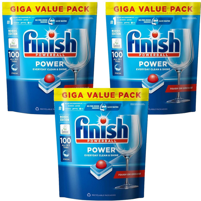 finish 洗碗機全效合一洗碗塊 100個, 1.7kg, 3包