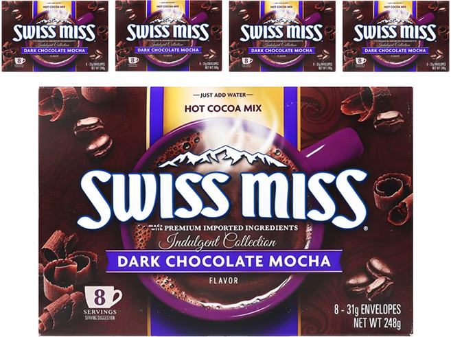 SWISS MISS 黑摩卡風味可可粉, 8入, 5個, 31g