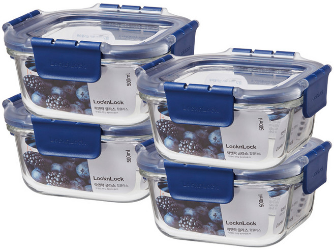 락앤락 탑클라스 정사각 밀폐용기, 4개, 500ml
