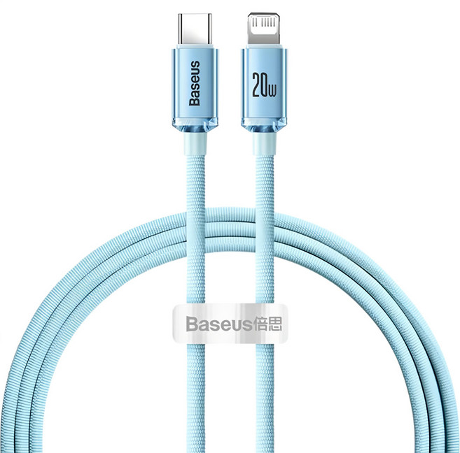 Baseus 倍思 晶耀20W快充線 PD Lightning, 1.2m, 天藍色, 1條