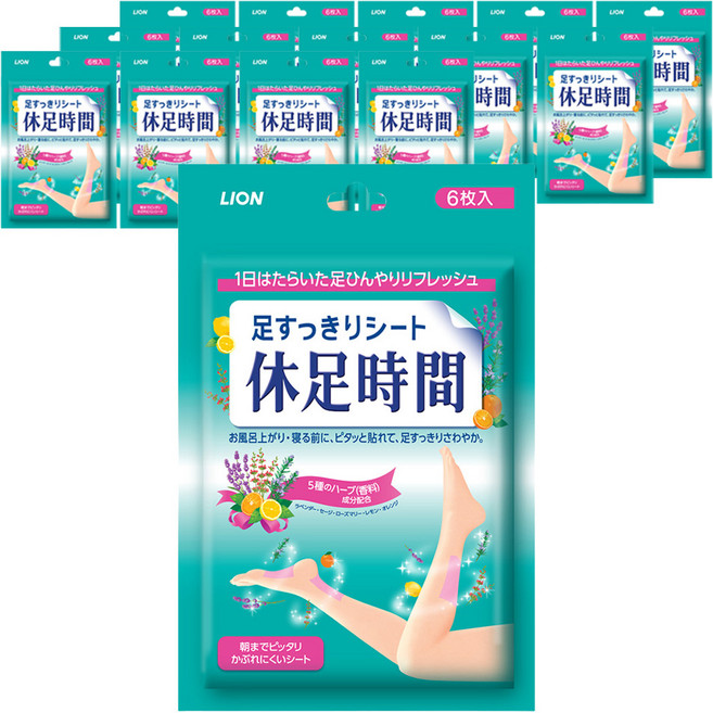 LION 獅王 休足時間 涼感貼片, 6入, 15個