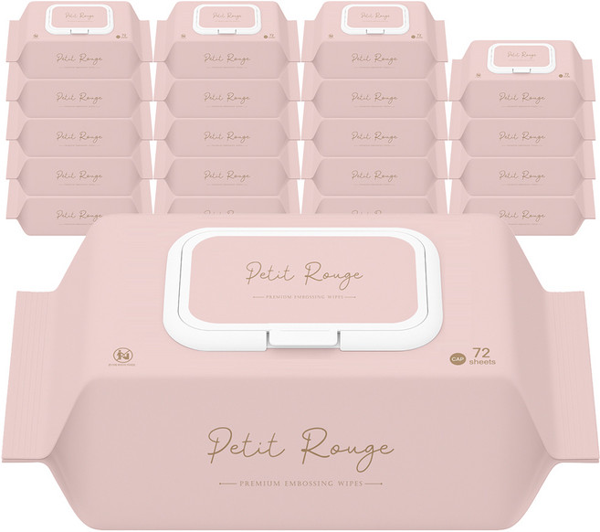 쁘띠루쥬 프리미엄 엠보싱 영유아 물티슈 캡형, 70g, 72매, 20개