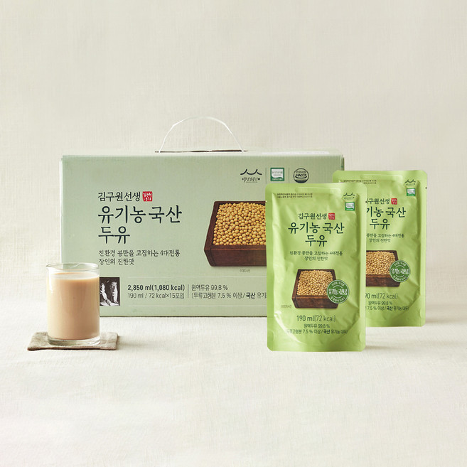 김구원선생 국내산 유기가공식품 인증 두유 15개입, 1개, 2.85L