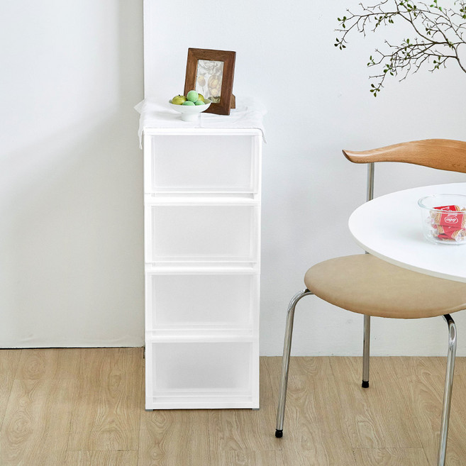 코멧 국내생산 모던 슬림서랍장, 투명, 4단