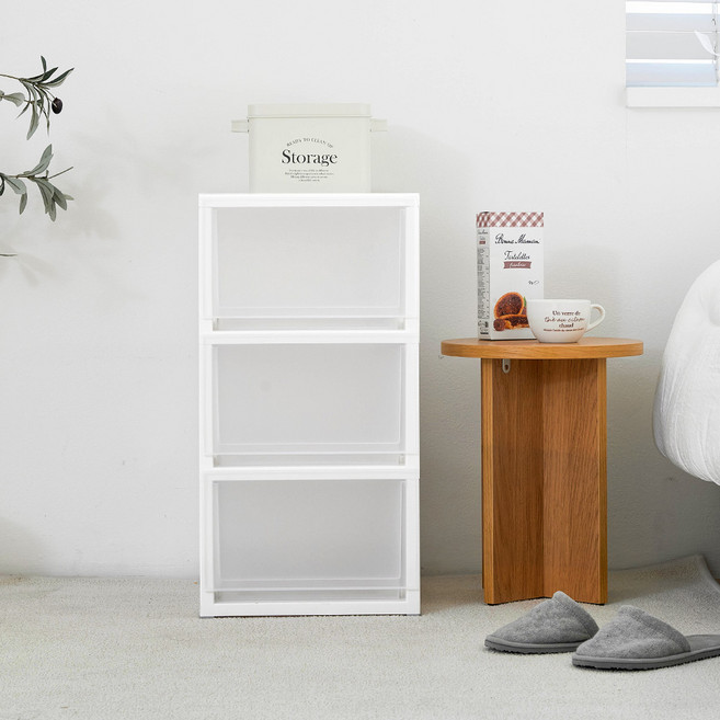 코멧 국내생산 모던 슬림서랍장, 투명, 3단