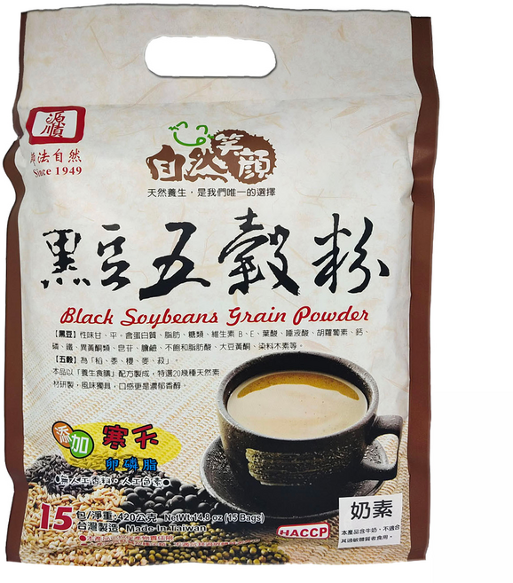 源順食品 自然笑顏 黑豆五穀粉, 420g, 1袋