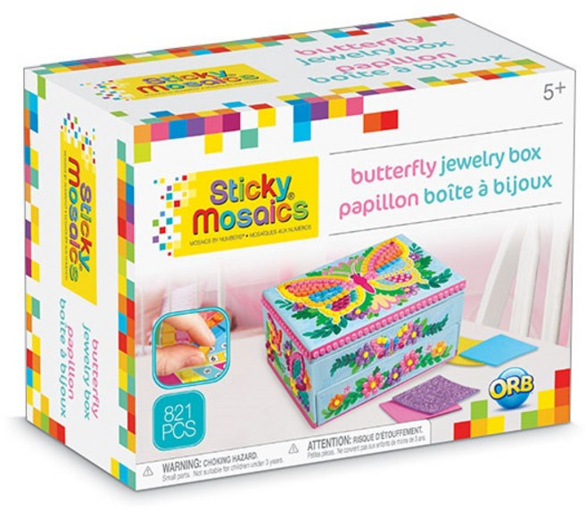 스티키모자이크 뉴 스티커 모자이크 아트 공예세트, 버터플라이보석상자, 1개