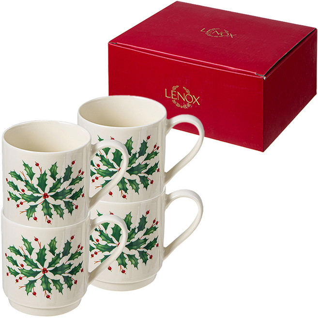 레녹스 홀리데이 스태커블 머그잔 4p 세트 360ml, 혼합색상, 1세트