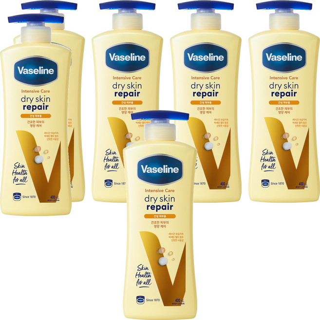 바세린 인텐시브 케어 드라이 스킨 리페어 바디로션, 400ml, 6개