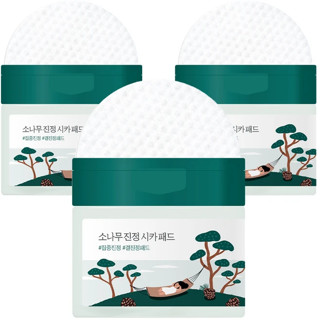 라운드랩 소나무 진정 시카 패드 195ml, 50개입, 3개 - 쿠팡