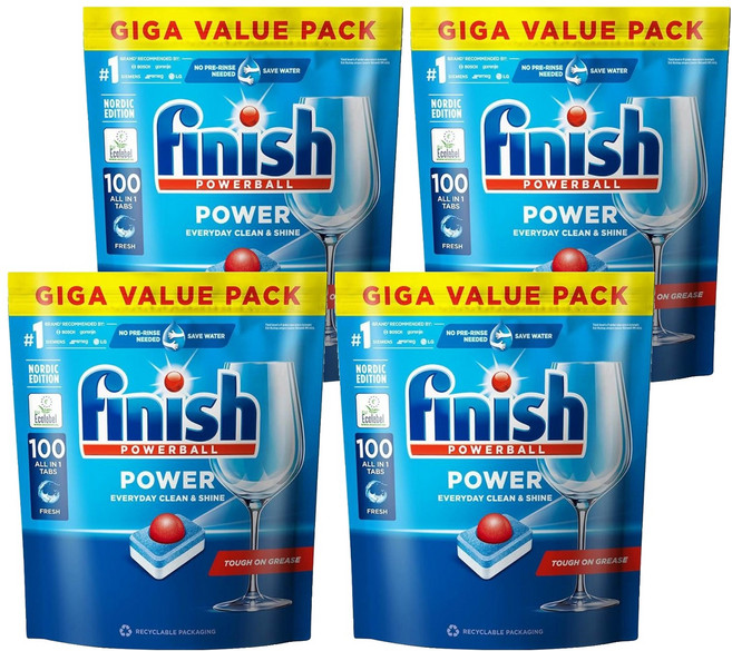 finish 洗碗機全效合一洗碗塊 100個, 1.7kg, 4包