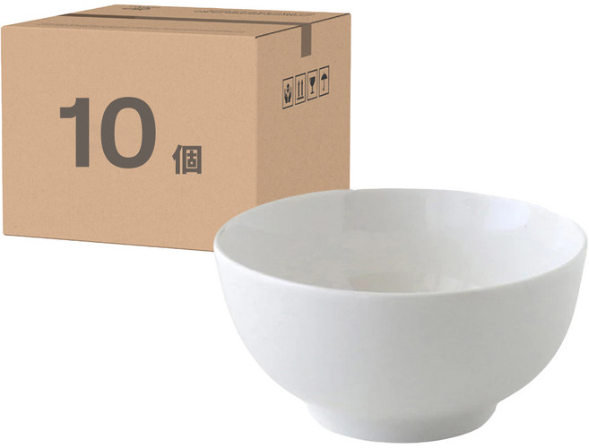JUST HOME 新骨瓷飯碗 4.5吋 9.5x2cm(10個), 純白, 1組