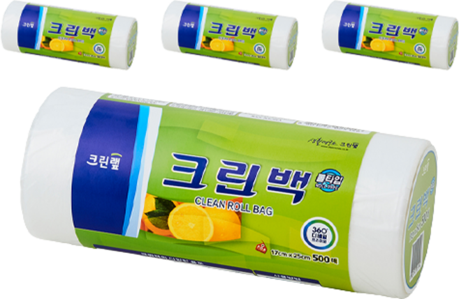 크린랩 롤백 17cm x 25cm, 미니(XS), 500개입, 4개
