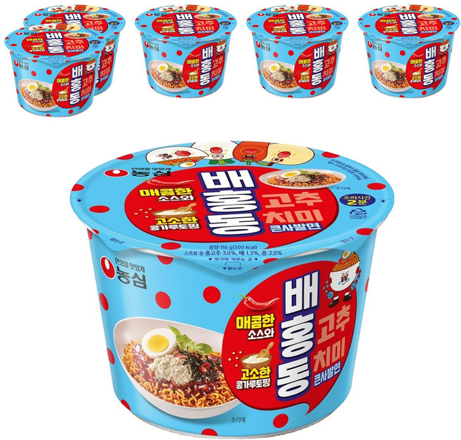 Baehongdong 碗裝梨紅冬冷拌麵 116g, 6入