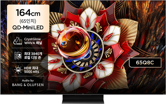 TCL 4K QD Mini LED 스마트 TV, 163.9cm(65인치), 65Q8C, 무타공 벽걸이형(추가비용발생), 방문설치