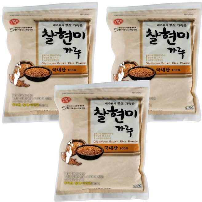 해가원 찰현미가루, 3개, 300g