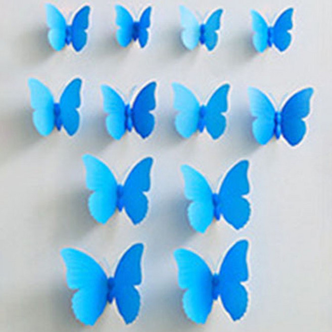 3D 리얼 나비 스티커 12p, 블루