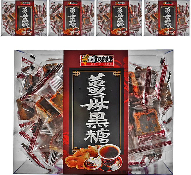 台灣尋味錄 薑母黑糖, 210g, 5盒, 1盒