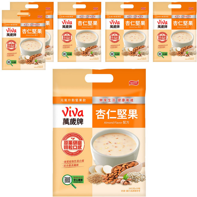 ViVa 萬歲牌 元氣什穀堅果飲 杏仁堅果, 28g, 10包, 6袋