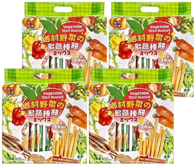 AJI OKASHI 味覺百撰 鄉村野菜之多蔬棒餅, 160g, 4袋