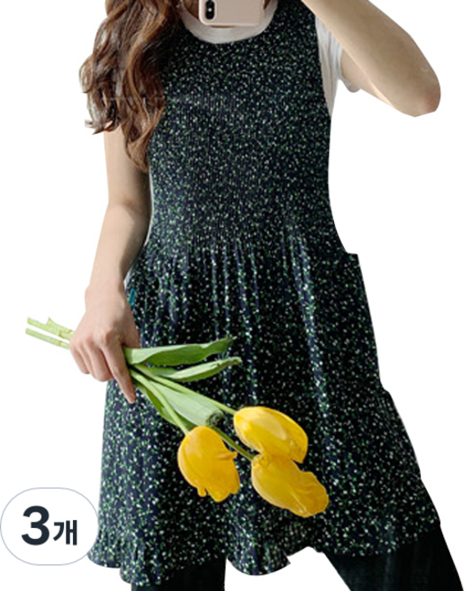 물망초 쉬폰 앞치마, 그린, 3개