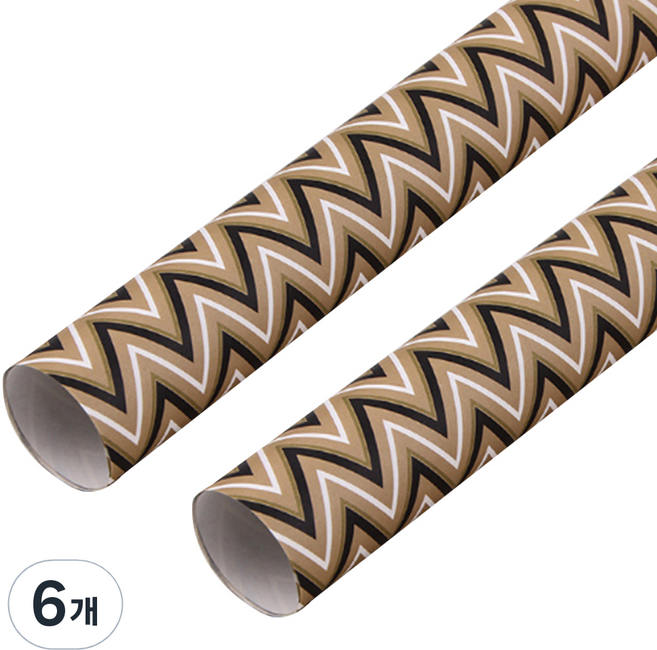 알로데 브라운 패턴 포장지 50 x 70 cm, NO.07 웨이브, 6개