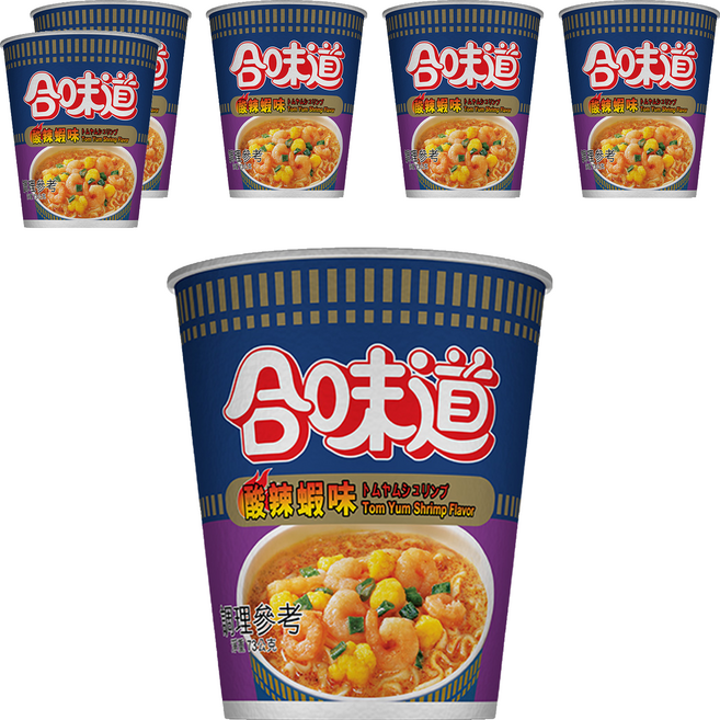 NISSIN 日清 CUP NOODLE 合味道 酸辣蝦海鮮味杯麵 73g, 6入