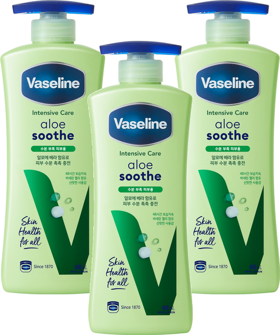 바세린 인텐시브 케어 알로에 수드 바디로션, 400ml, 3개
