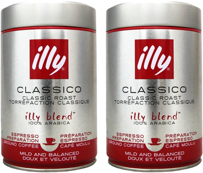 illy 意利 中烘培濾泡咖啡粉 250g 口感醇厚 香氣濃郁 100%阿拉比卡咖啡豆, 2罐, 研磨咖啡粉