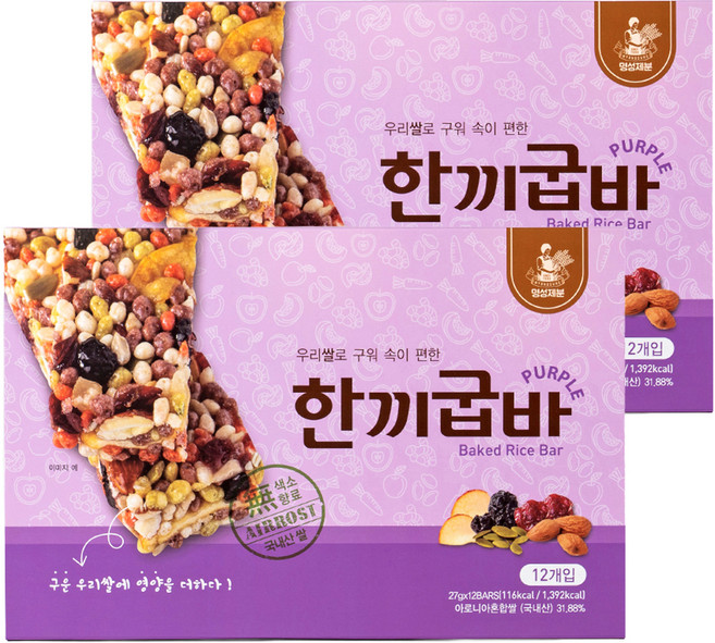 Myeongseongjebun 一餐穀物棒 紫色, 27g, 24入