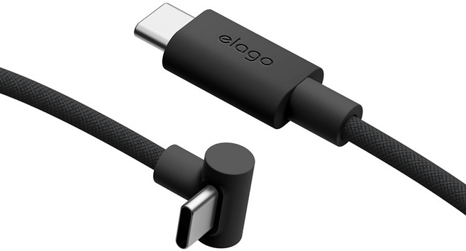 엘라고 C타입-C타입 PD 90도 고속 충전 케이블 60W, 블랙, 1개, 2m