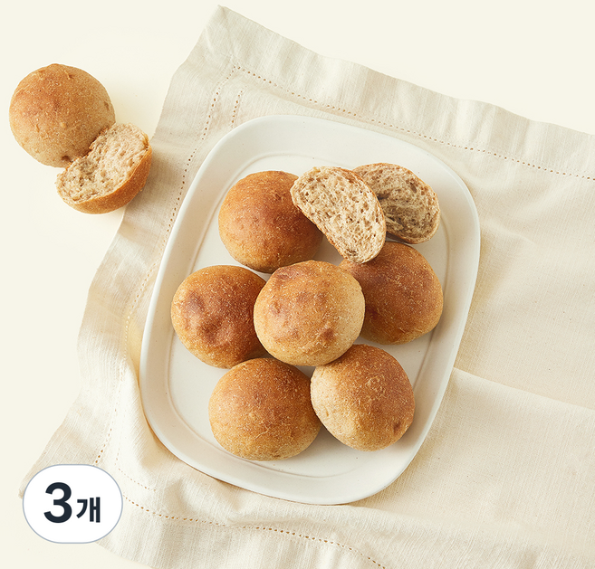 바른식방 통밀 모닝빵, 440g, 3개