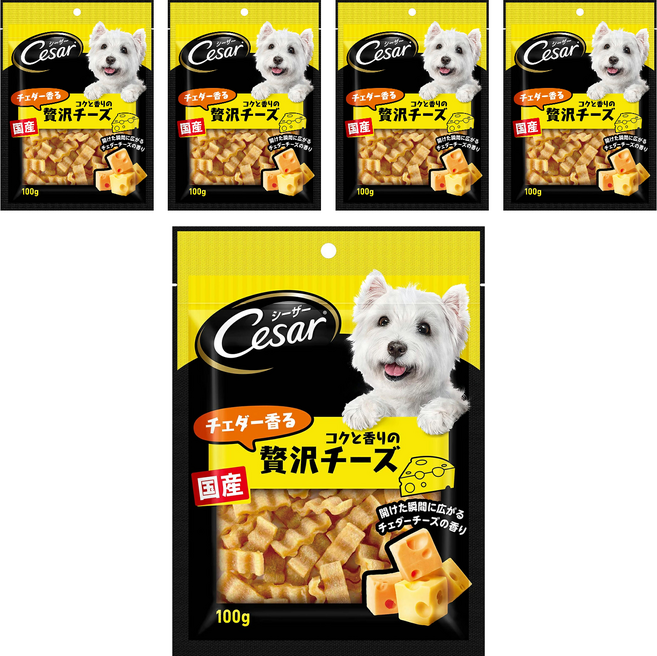 Cesar 西莎 點心系列 狗零食, 贅沢濃厚切達起司條口味, 100g, 5包