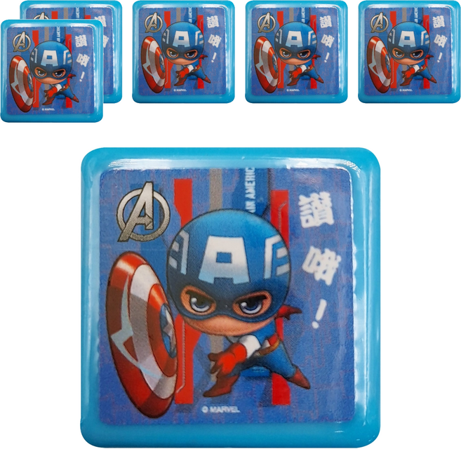 MARVEL 漫威 CAPTAIN AMERICA 美國隊長 方型連續印章 讚喔 MPST30-1, 黑色, 6個