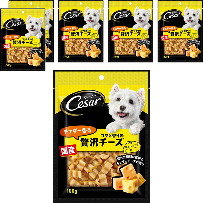 Cesar 西莎 點心系列 狗零食, 贅沢濃厚切達起司條口味, 100g, 6包