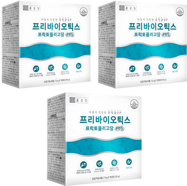 종근당 프리바이오틱스 프락토올리고당 FOS 유산균 30p, 150g, 3개