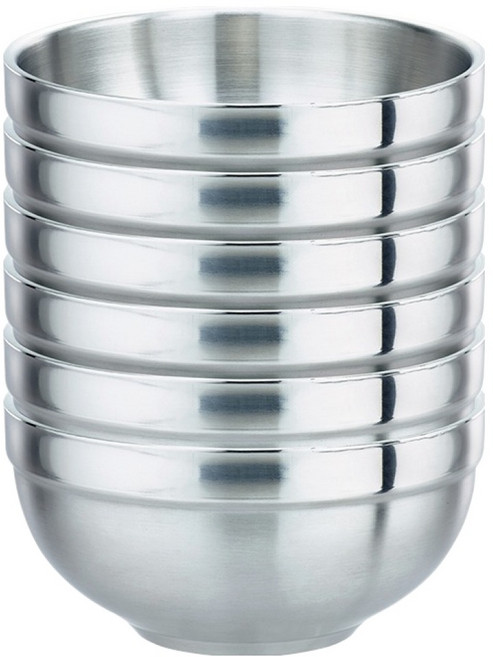 PLUS PERFECT 理想 極緻316雙層碗14cm6入(無蓋), 銀色, 1個