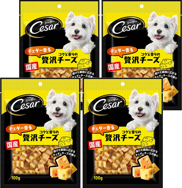 Cesar 西莎 點心系列 狗零食, 贅沢濃厚切達起司條口味, 100g, 4包