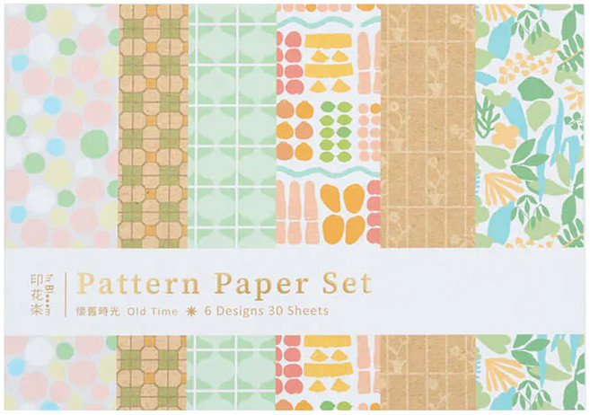印花樂 包裝紙材本 懷舊時光 6款花色 30張包裝紙 25 x 35.3 cm, 懷舊時光 多色, 1包