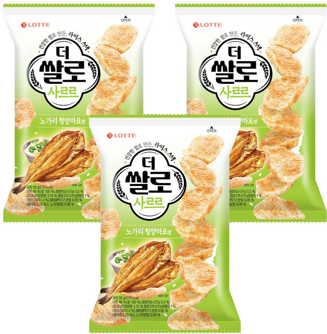 더쌀로 사르르 노가리 청양마요맛, 3개, 50g