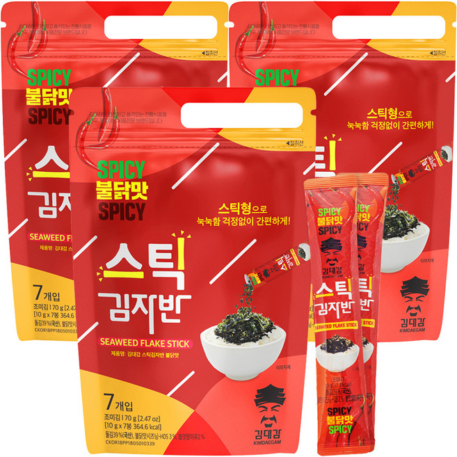 김대감 스틱 김자반 불닭맛 7p, 70g, 3개