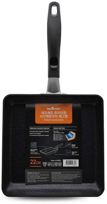 네오셰프 프리미엄 사각계란구이 에그팬, 22cm, 1개