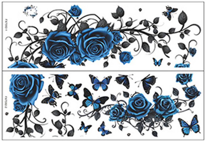 WA. WALL ART 無痕設計壁貼 FX7592 2張, 藍色玫瑰