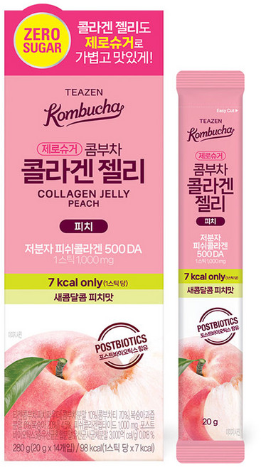 티젠 콤부차 콜라겐 젤리 피치 14개입, 280g, 1개