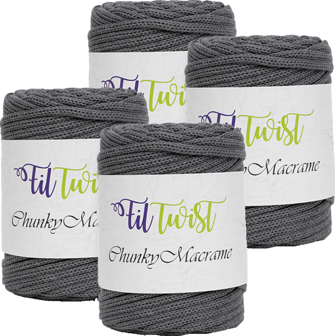 쎄비 필 트위스트 청키 마크라메 250g, 6 진회색, 4개