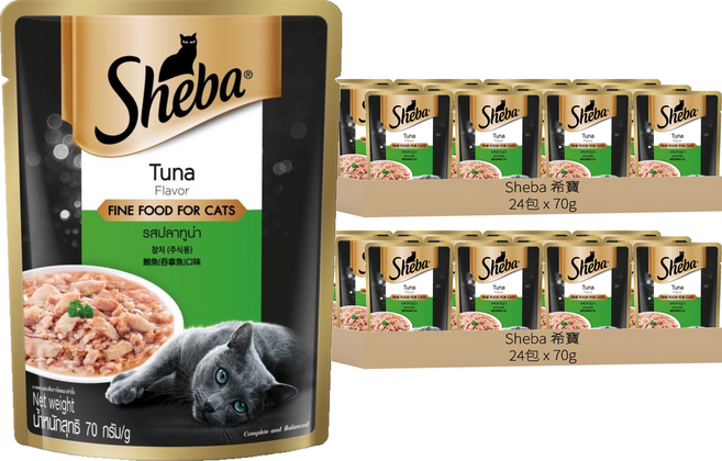 Sheba 希寶 鮮饌包 貓主食餐包, 鮪魚, 70g, 48包